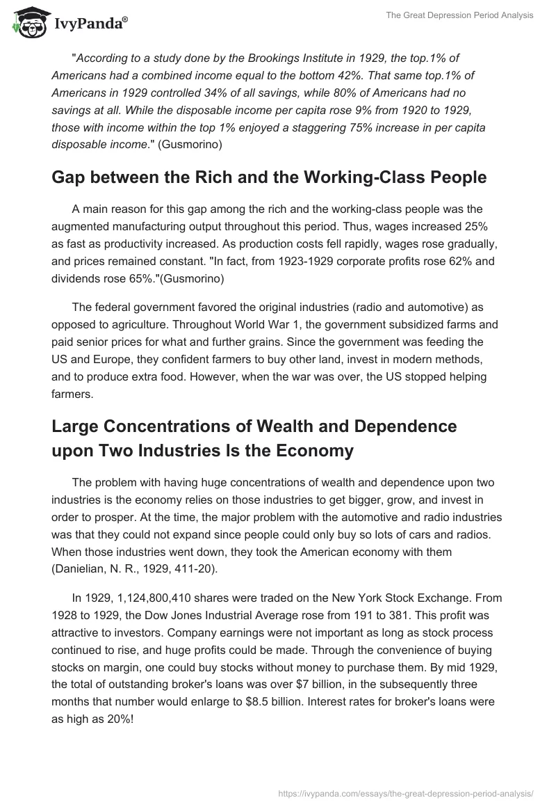The Great Depression Period Analysis. Page 2