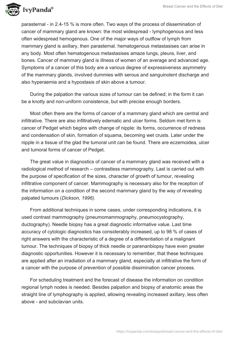Breast Cancer and the Effects of Diet. Page 3