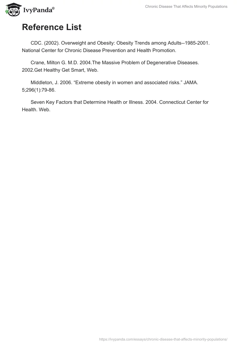 Chronic Disease That Affects Minority Populations. Page 4