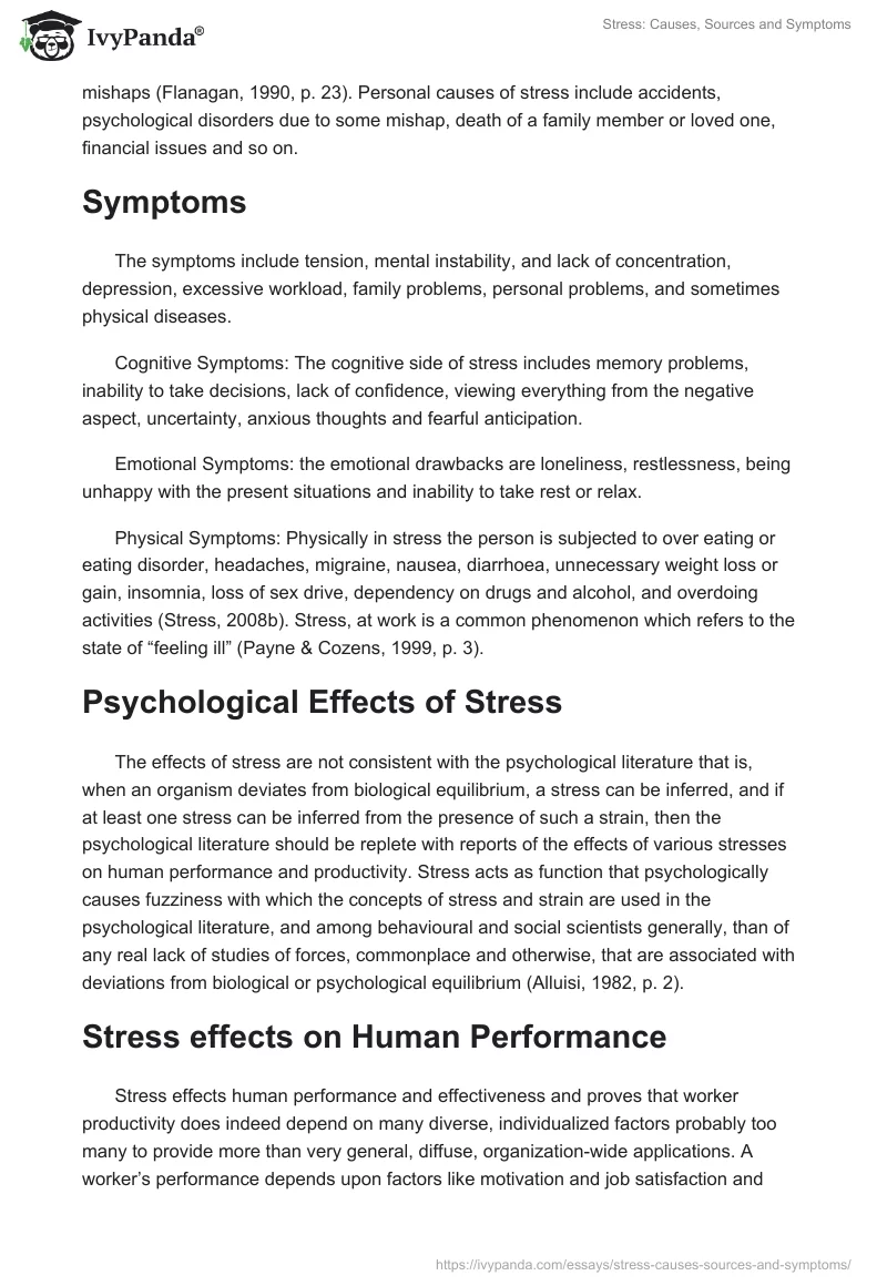 Stress: Causes, Sources and Symptoms. Page 2