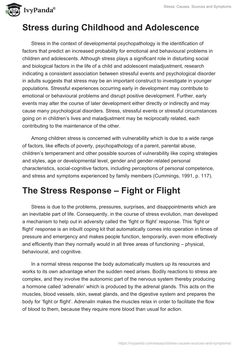 Stress: Causes, Sources and Symptoms. Page 4