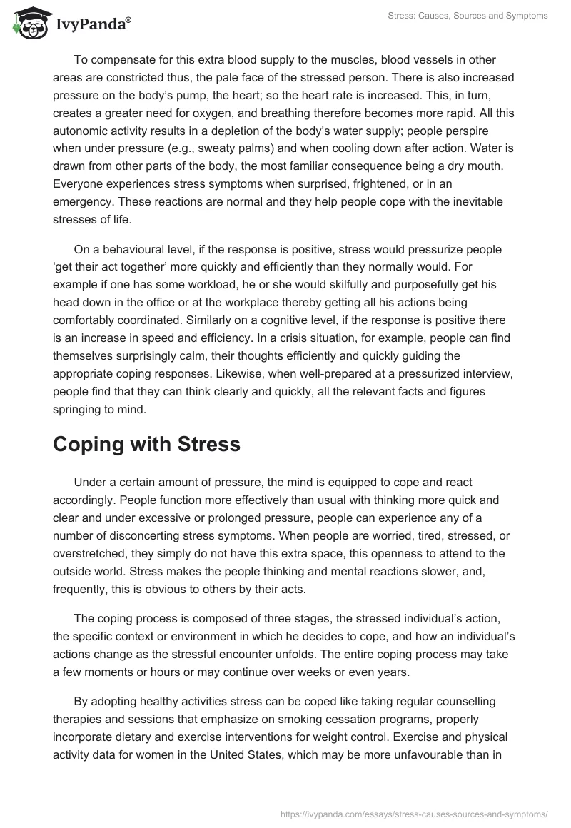 Stress: Causes, Sources and Symptoms. Page 5