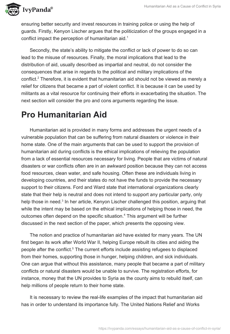 Humanitarian Aid as a Cause of Conflict in Syria. Page 2