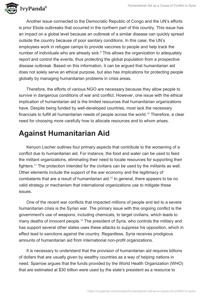 Humanitarian Aid as a Cause of Conflict in Syria. Page 4