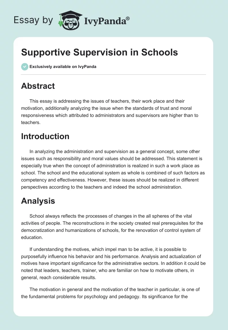 Supportive Supervision in Schools. Page 1