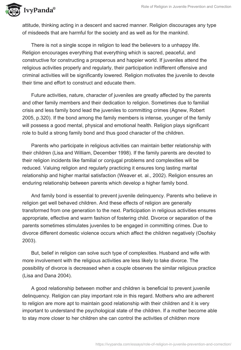 Role of Religion in Juvenile Prevention and Correction. Page 2