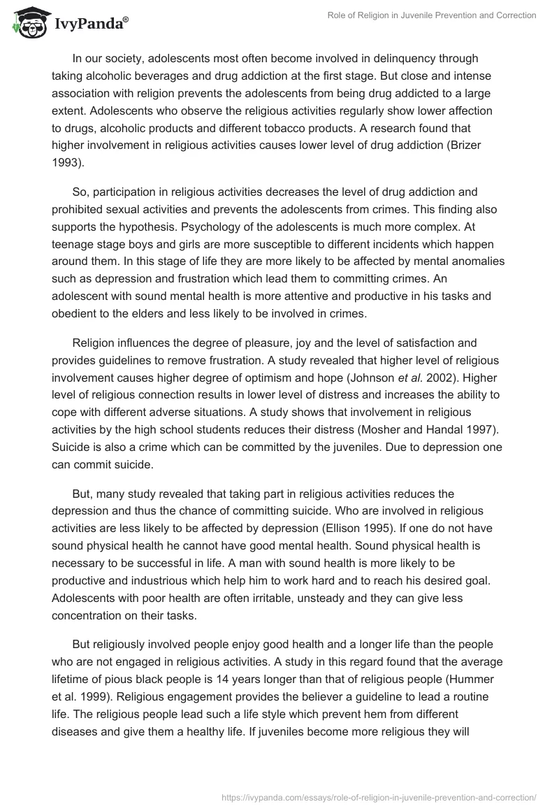 Role of Religion in Juvenile Prevention and Correction. Page 5