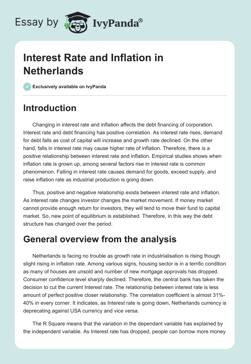 Interest Rate and Inflation in Netherlands. Page 1