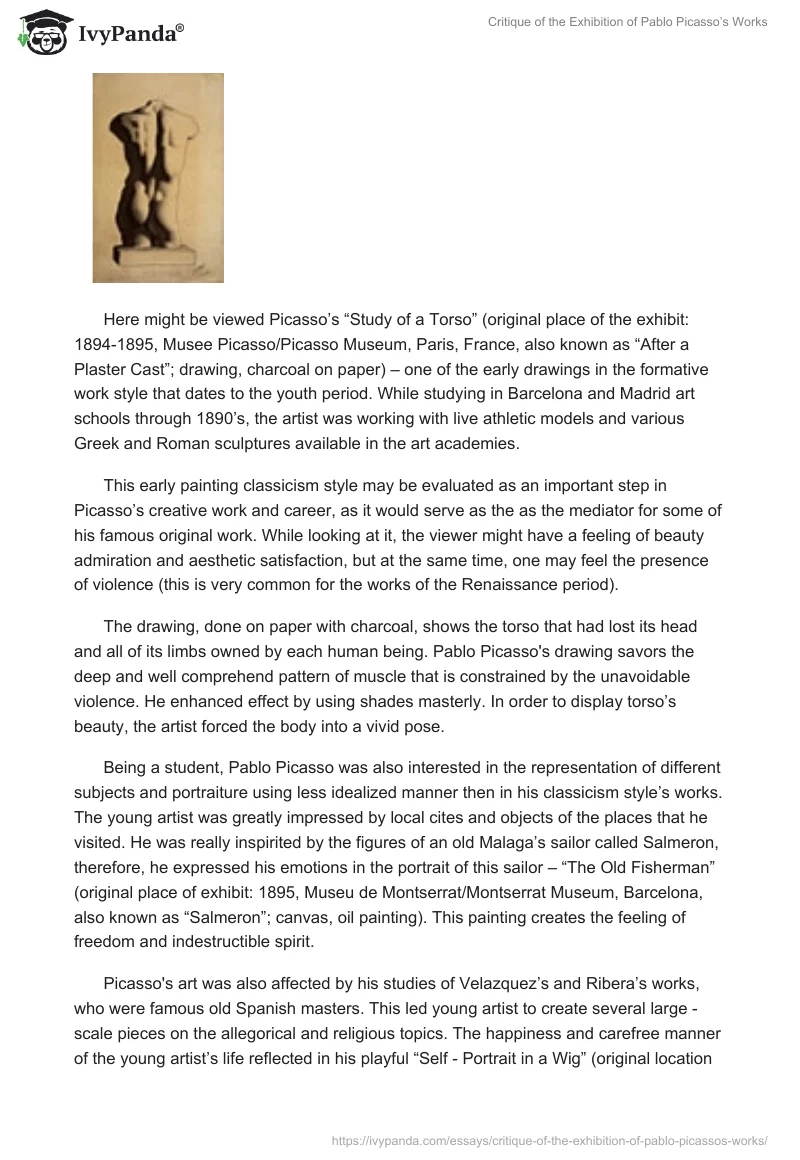 Critique of the Exhibition of Pablo Picasso’s Works. Page 2