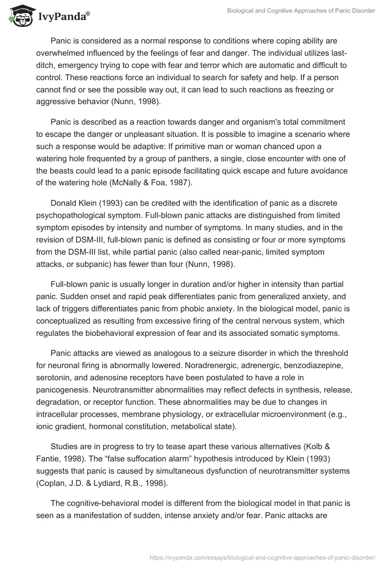 Biological and Cognitive Approaches of Panic Disorder. Page 3