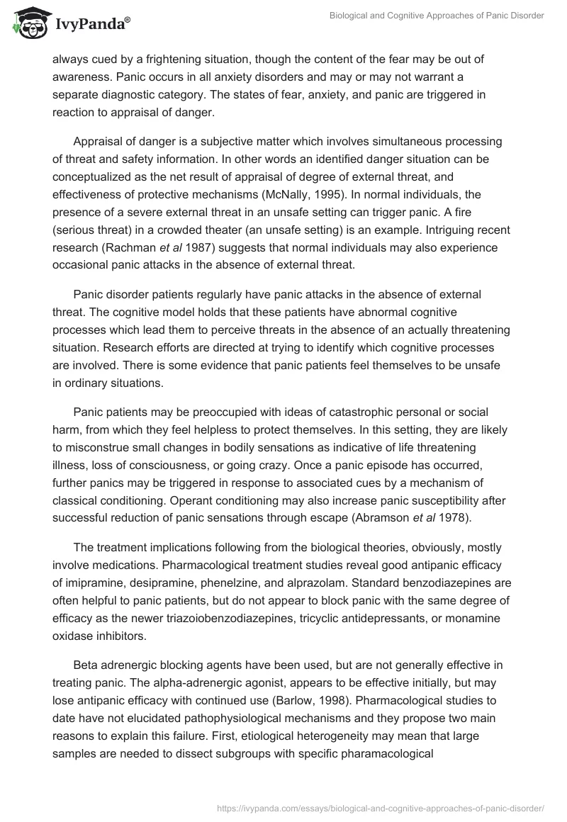 Biological and Cognitive Approaches of Panic Disorder. Page 4