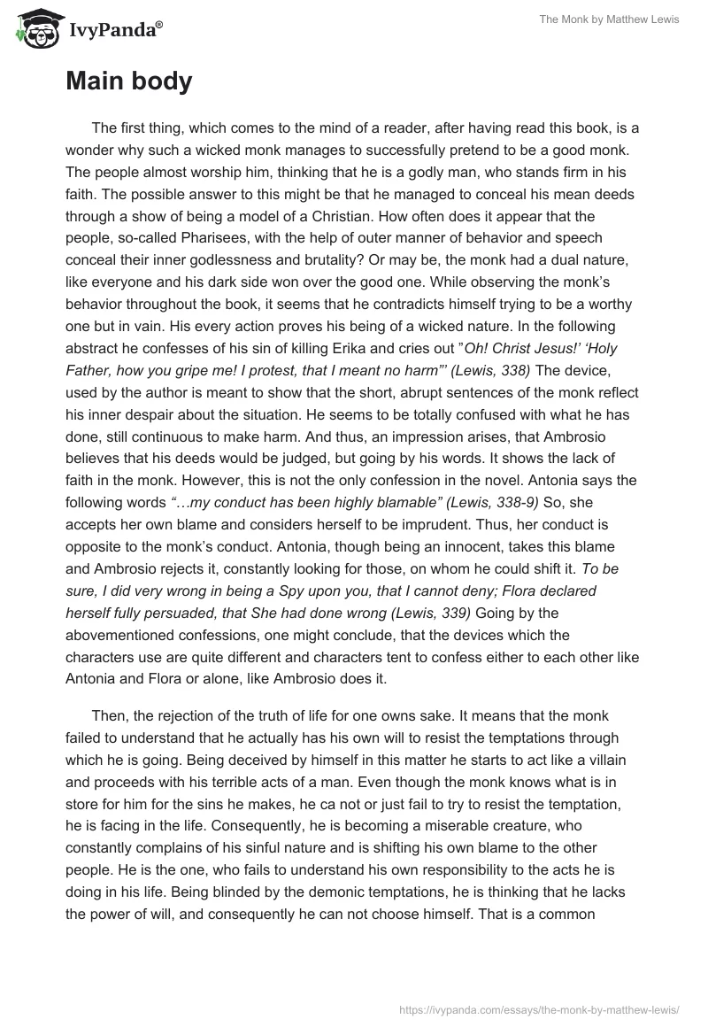 "The Monk" by Matthew Lewis. Page 2
