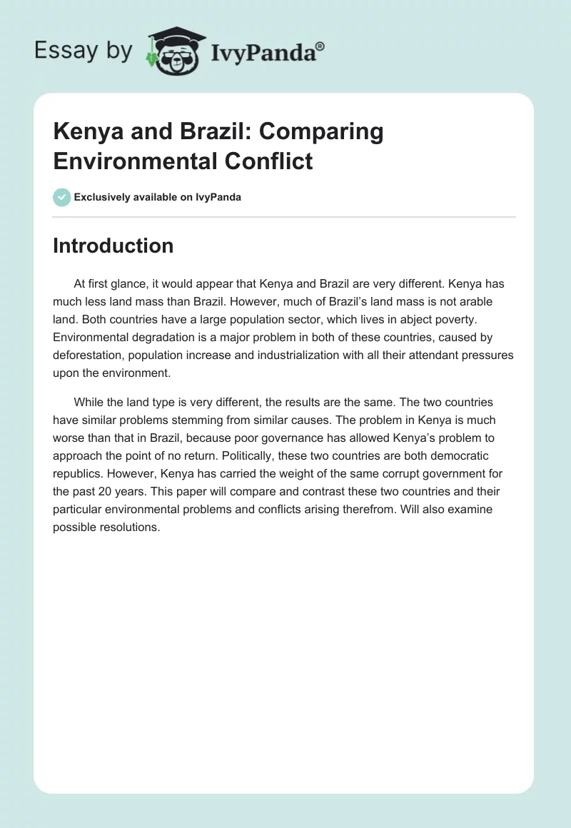 Kenya and Brazil: Comparing Environmental Conflict. Page 1