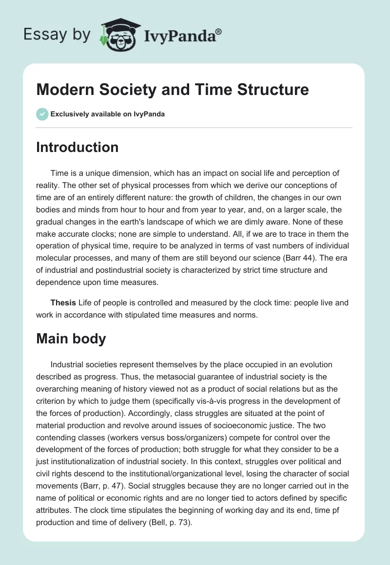 Modern Society and Time Structure. Page 1