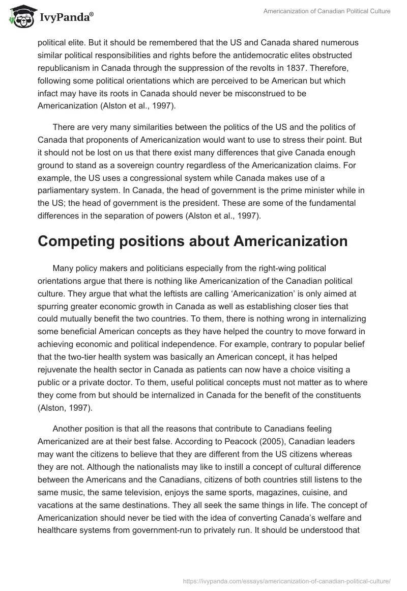 Americanization of Canadian Political Culture. Page 5
