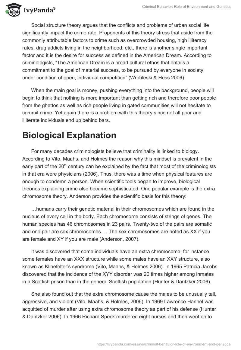 Criminal Behavior: Role of Environment and Genetics. Page 4