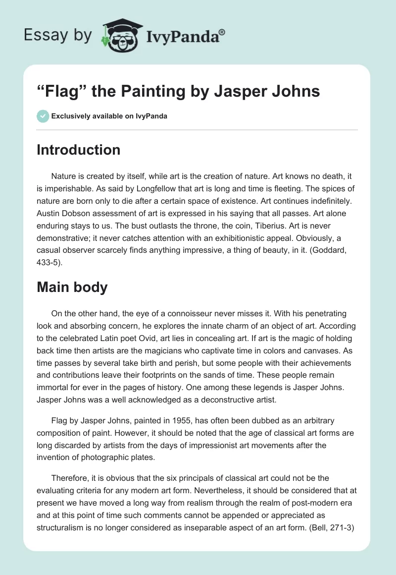 “Flag” the Painting by Jasper Johns. Page 1