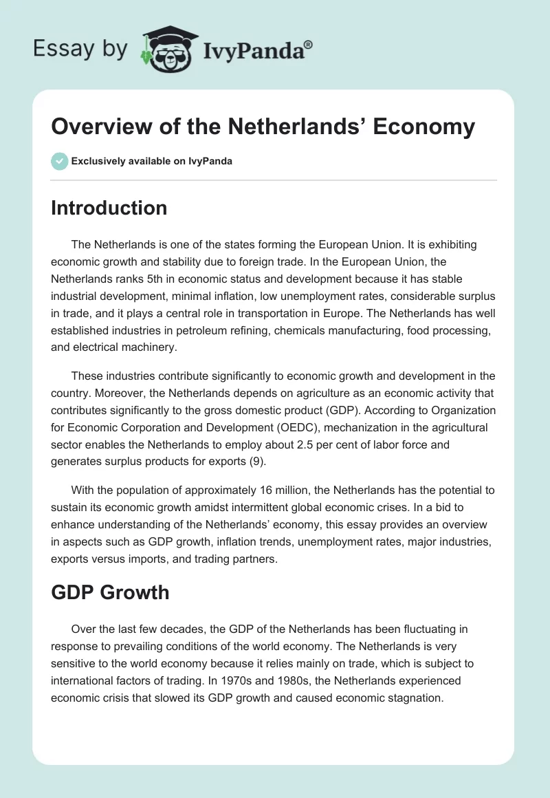 Overview of the Netherlands’ Economy. Page 1