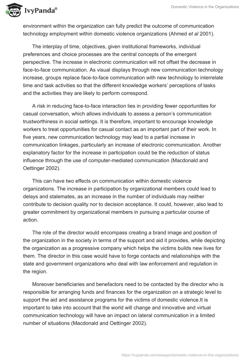 Domestic Violence in the Organizations. Page 3