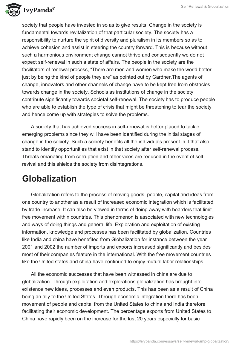 Self-Renewal & Globalization. Page 4