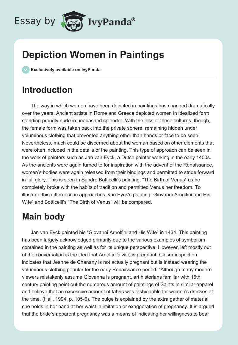 Depiction Women in Paintings. Page 1