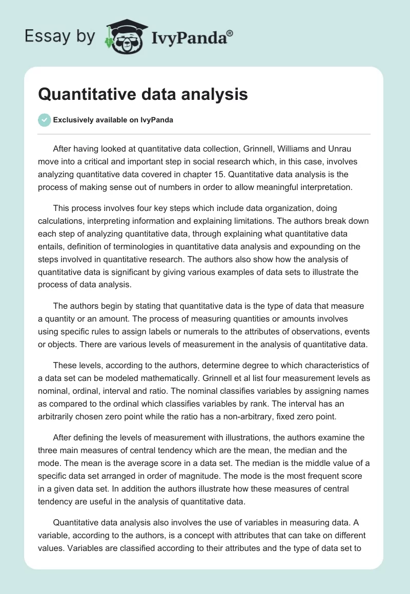 Quantitative data analysis. Page 1