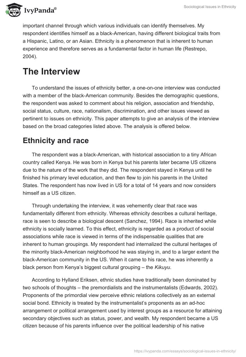 Sociological Issues in Ethnicity. Page 2