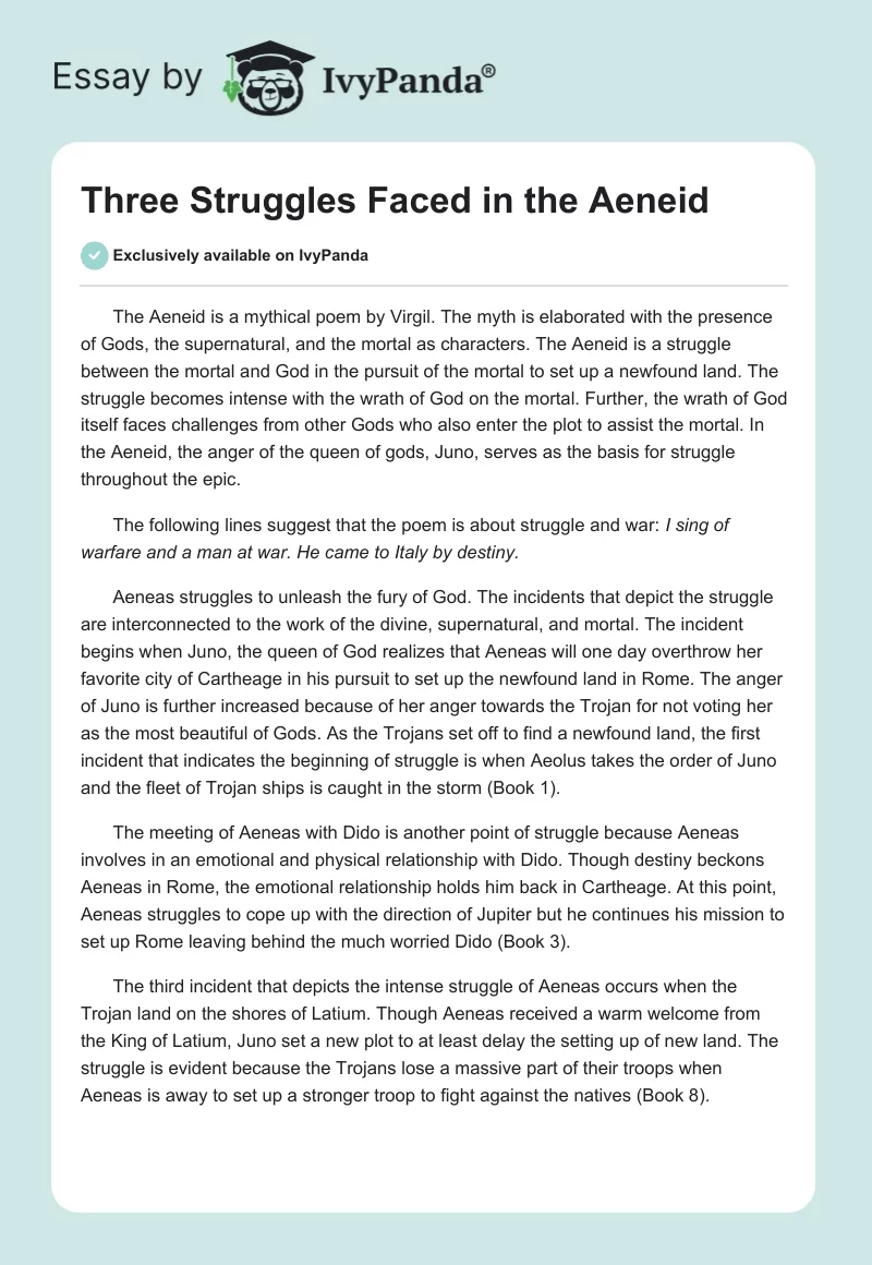 Three Struggles Faced in the Aeneid. Page 1