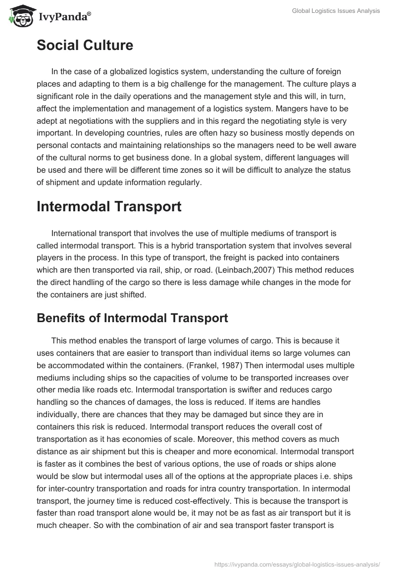 Global Logistics Issues Analysis. Page 4