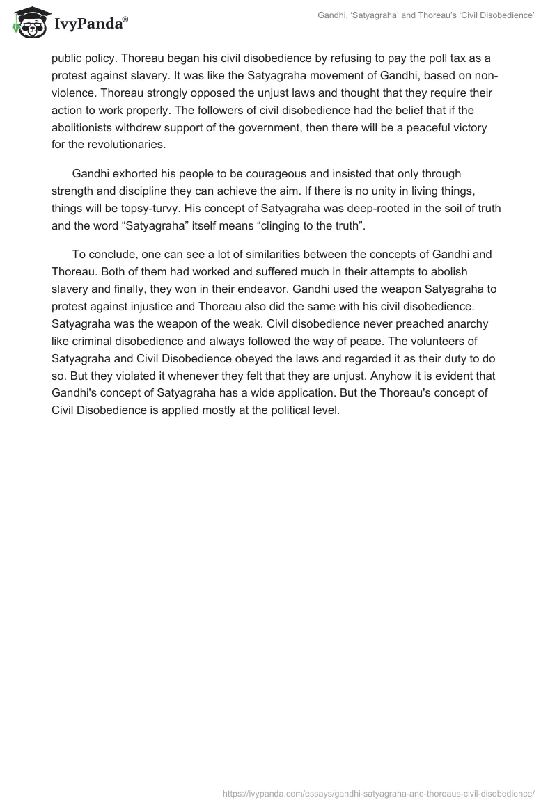 Gandhi, ‘Satyagraha’ and Thoreau’s ‘Civil Disobedience’. Page 2