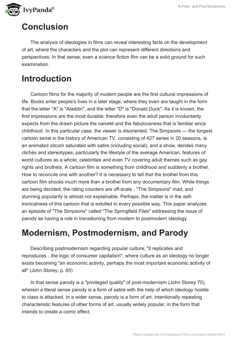 “X-Files” and Post Modernism. Page 3