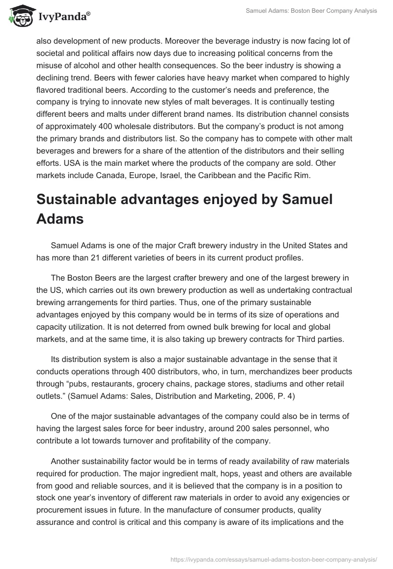 Samuel Adams: Boston Beer Company Analysis. Page 3