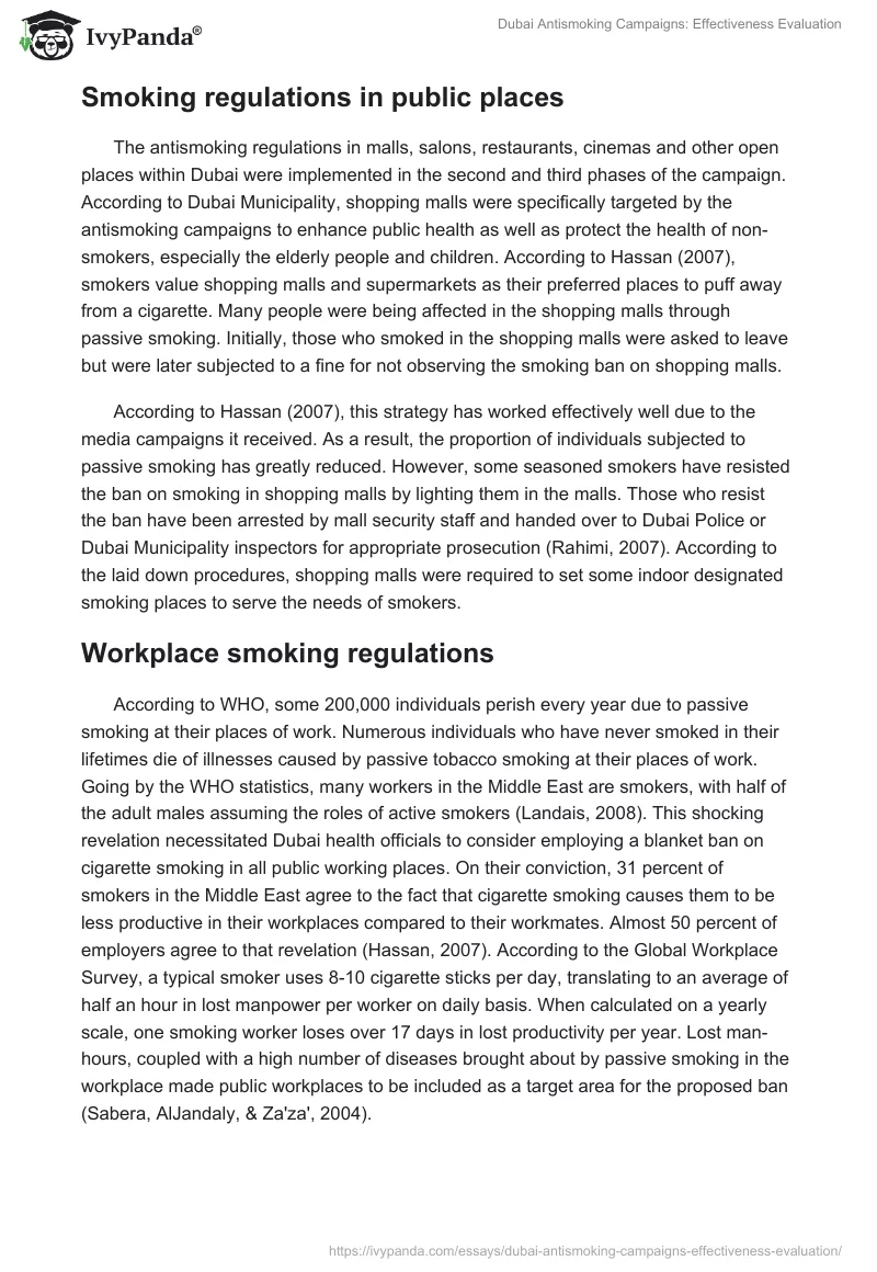 Dubai Antismoking Campaigns: Effectiveness Evaluation. Page 5