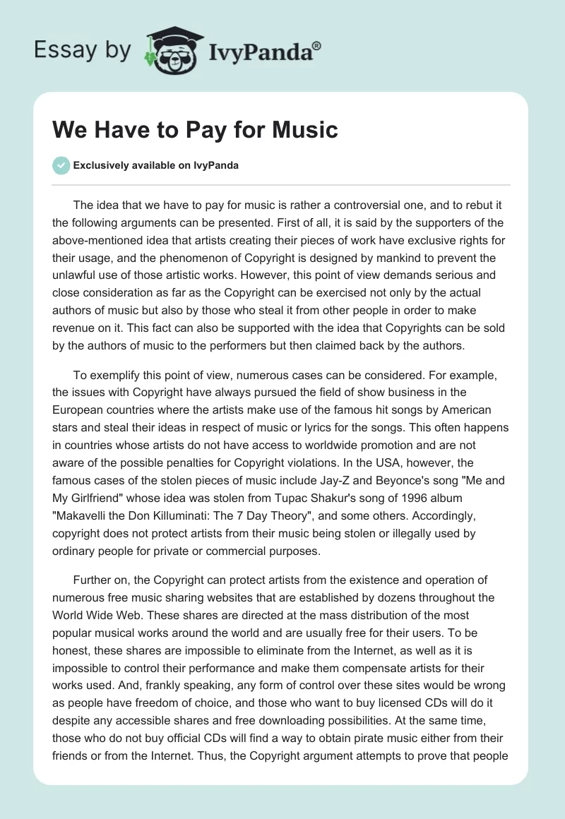 We Have to Pay for Music. Page 1
