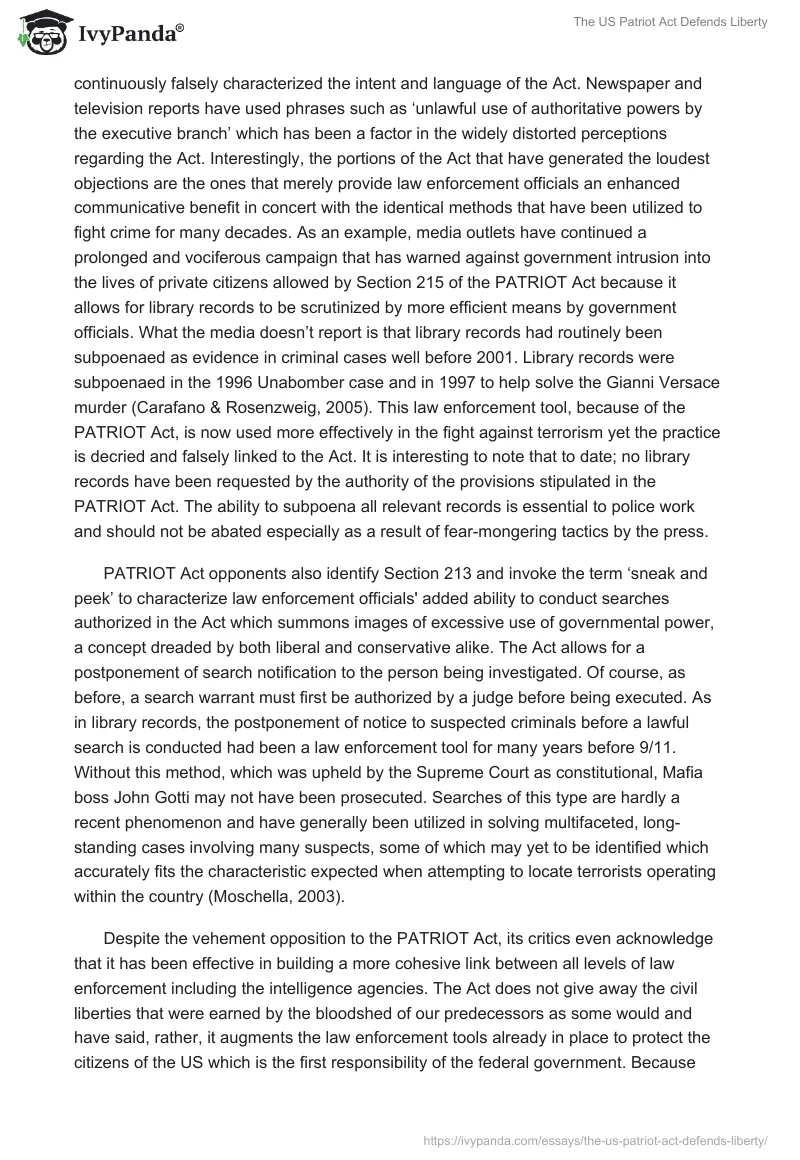 The US Patriot Act Defends Liberty. Page 2