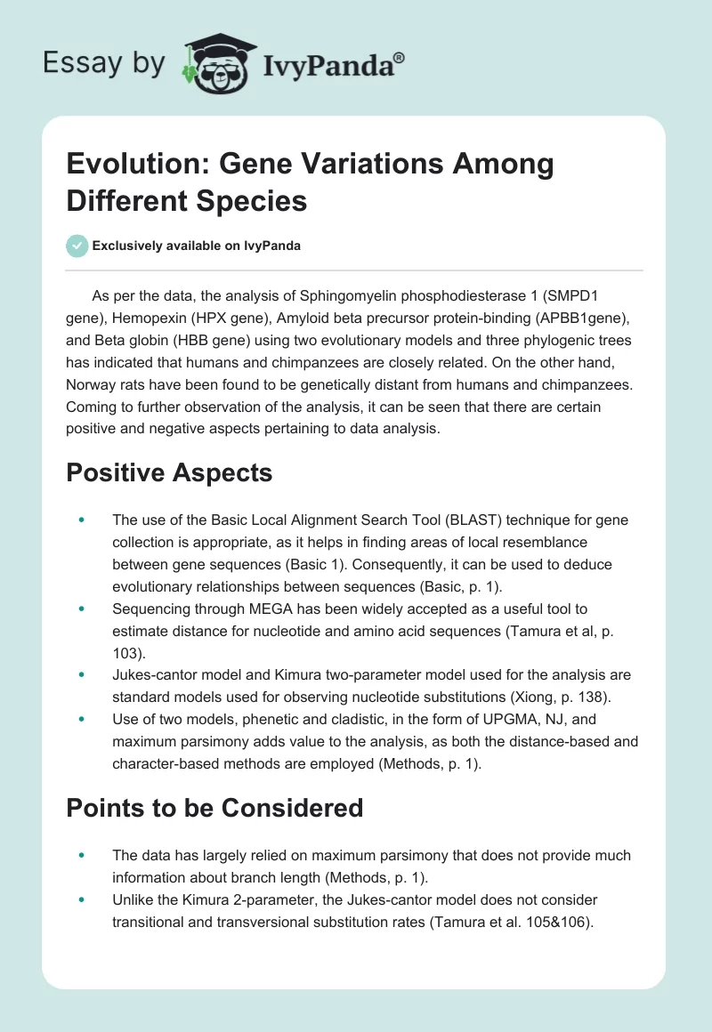 Evolution: Gene Variations Among Different Species. Page 1