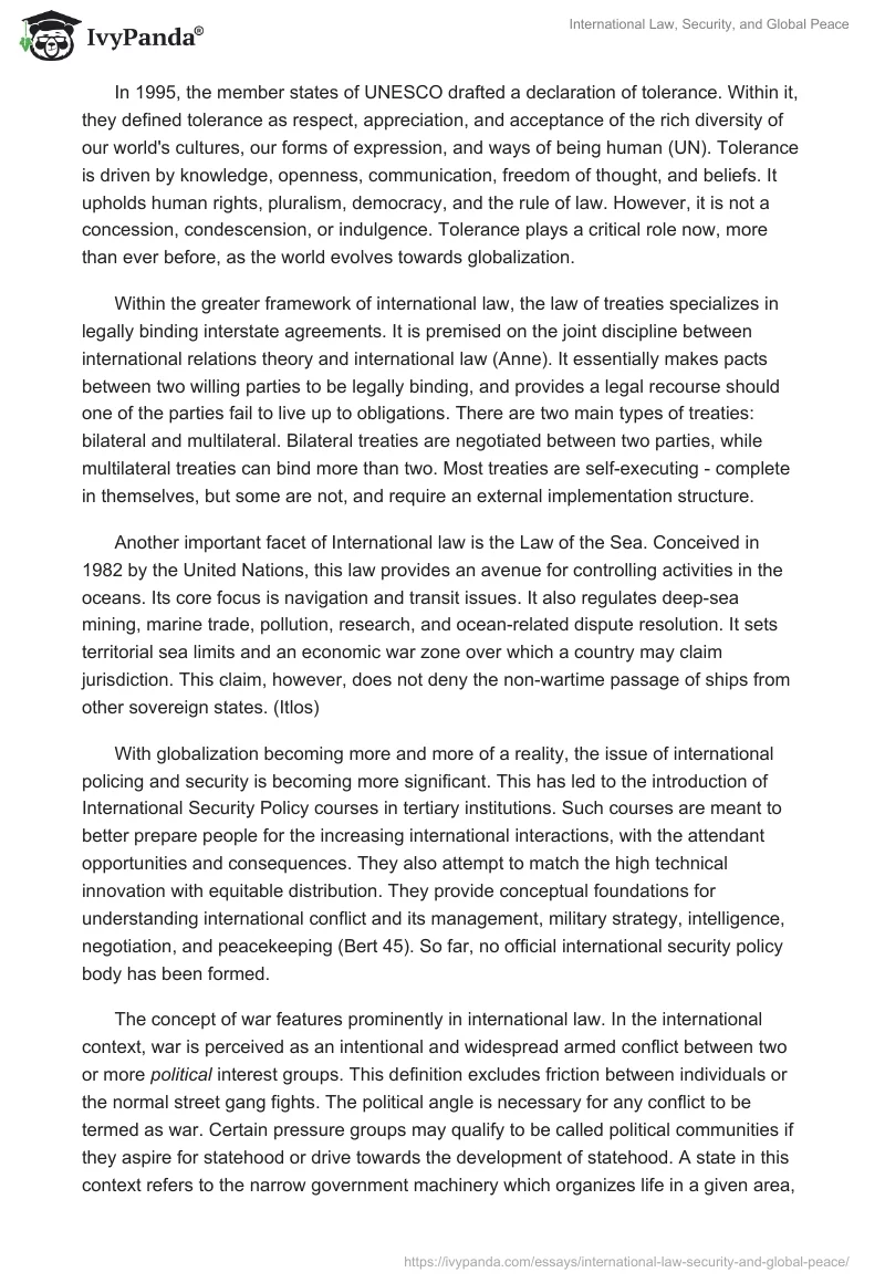 International Law, Security, and Global Peace. Page 2