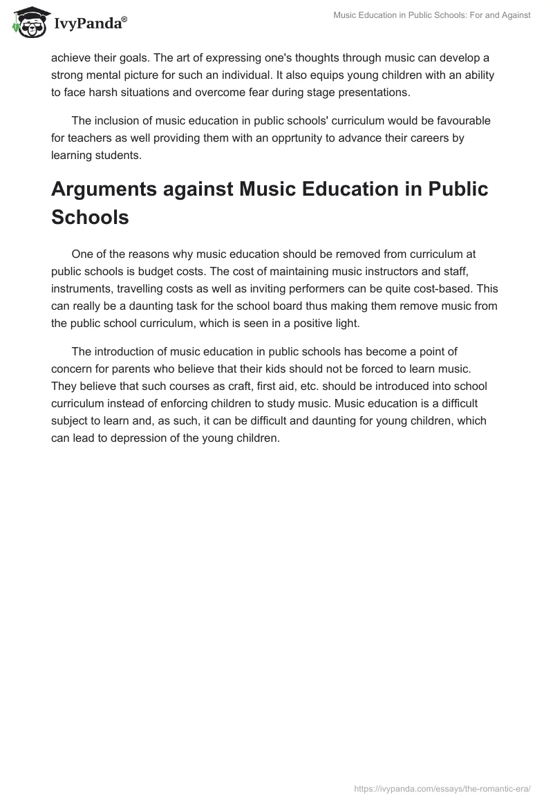 Music Education in Public Schools: For and Against. Page 2