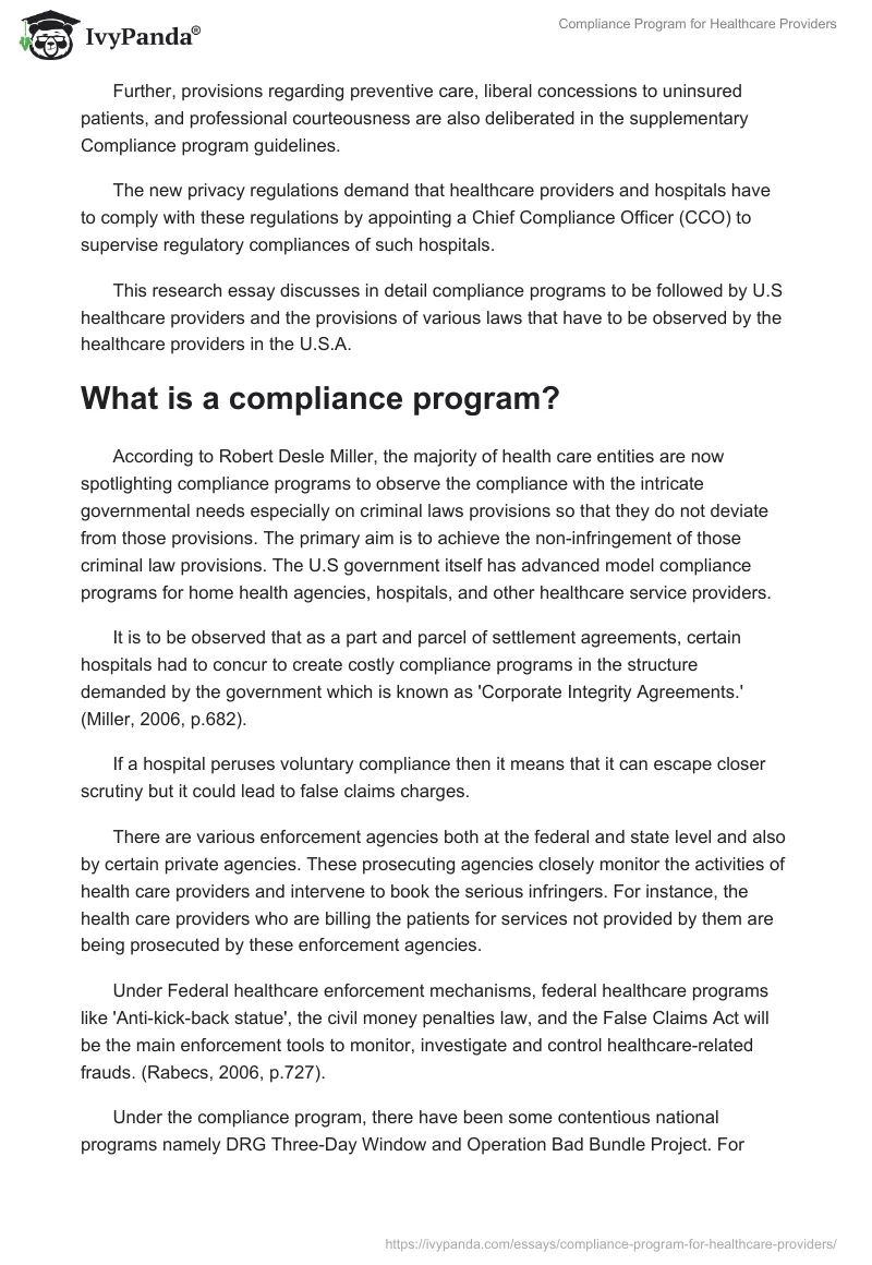 Compliance Program for Healthcare Providers. Page 2