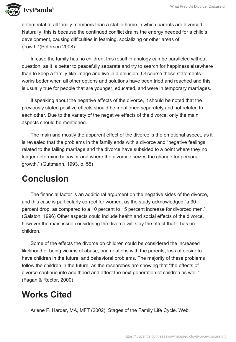 What Predicts Divorce: Discussion. Page 5