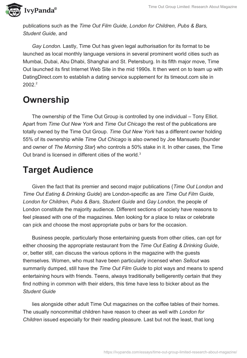 Time Out Group Limited: Research About Magazine. Page 2