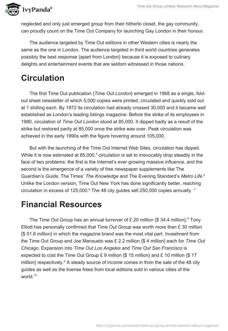 Time Out Group Limited: Research About Magazine. Page 3