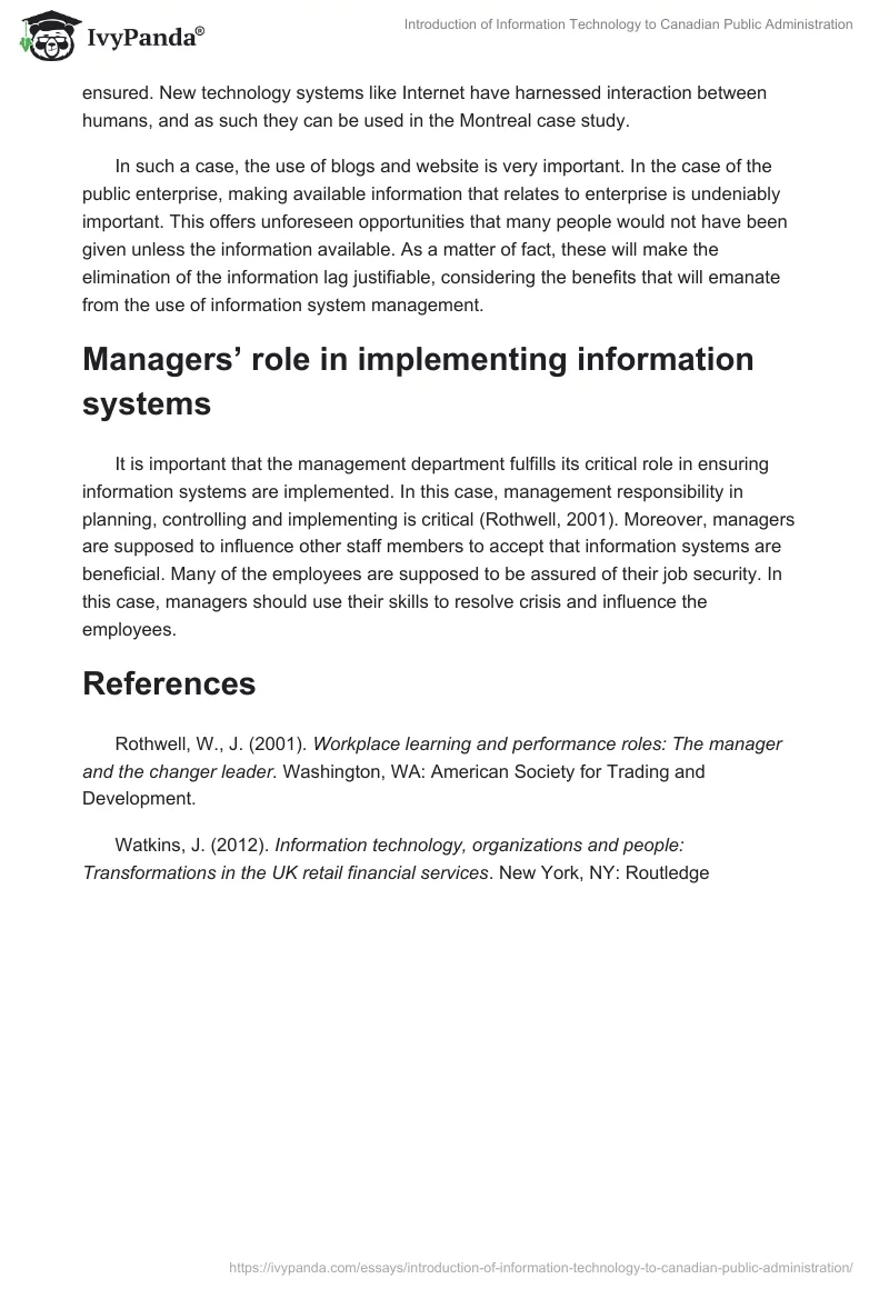 Introduction of Information Technology to Canadian Public Administration. Page 3
