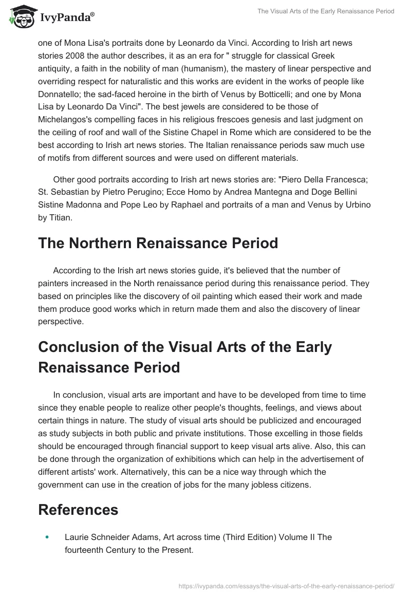 The Visual Arts of the Early Renaissance Period. Page 3