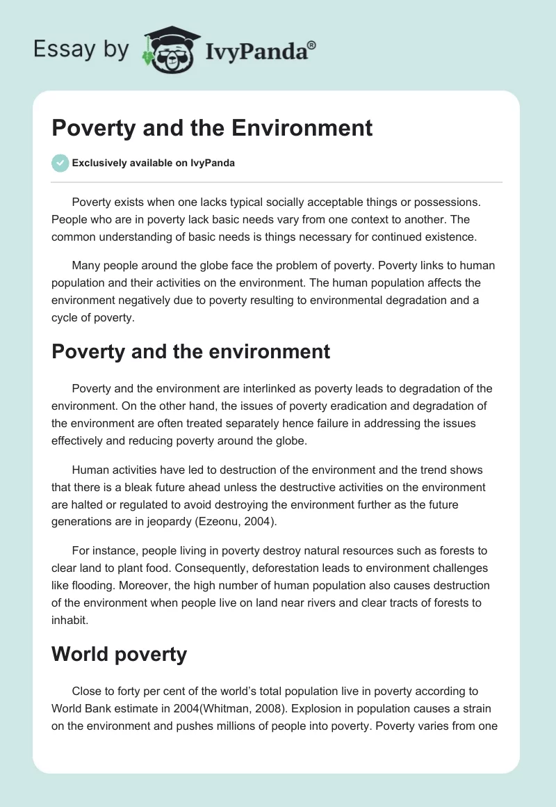 Poverty and the Environment. Page 1
