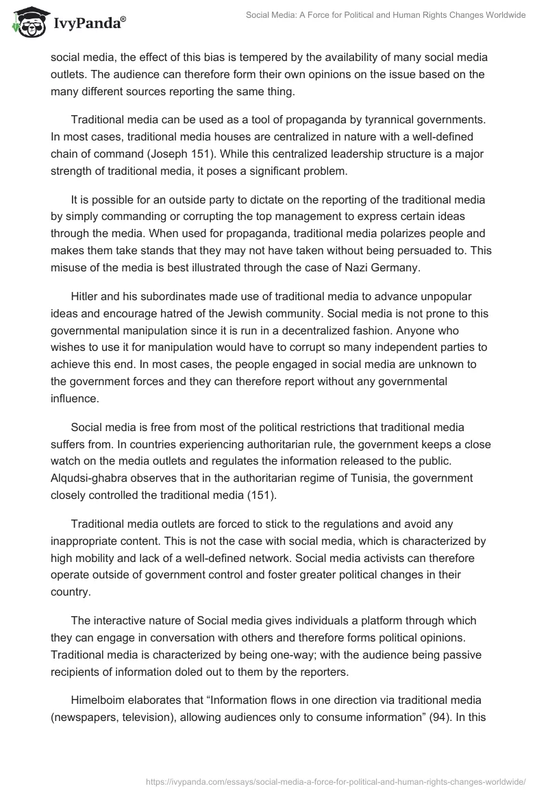 Social Media: A Force for Political and Human Rights Changes Worldwide. Page 3