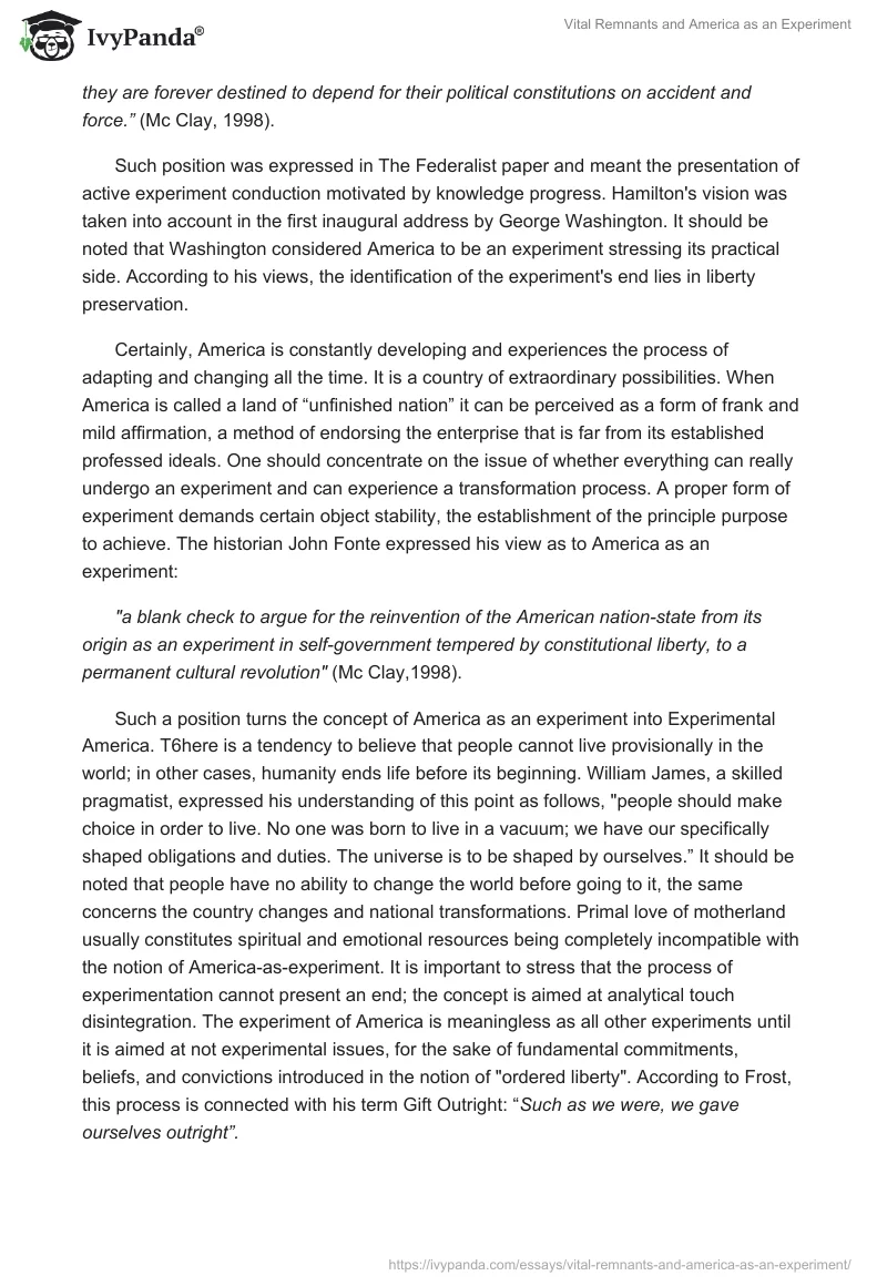 Vital Remnants and America as an Experiment. Page 3