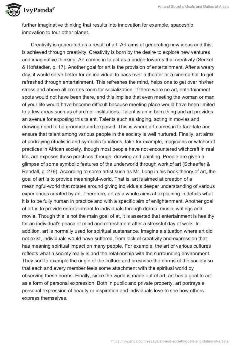 Art and Society: Goals and Duties of Artists. Page 3