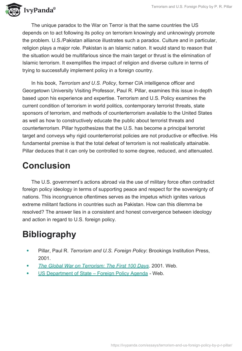 Terrorism and U.S. Foreign Policy by P. R. Pillar. Page 2