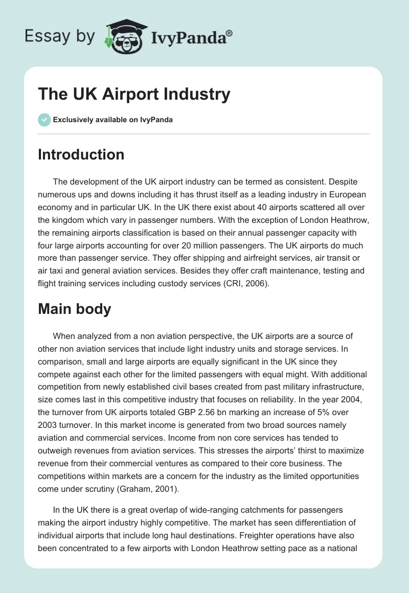 The UK Airport Industry. Page 1